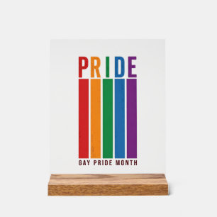 Vintage Pride Month Rainbow Typography Shirt Desig Acrylic Sign