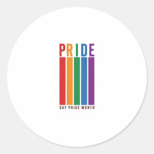 Vintage Pride Month Rainbow Typography Shirt Desig Classic Round Sticker