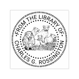 Vintage Pride of Lions Drawing Library Book Name Self-inking Stamp