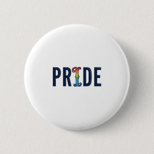 Vintage Pride Rainbow Lettering T-Shirt Design_1 2 Inch Round Button
