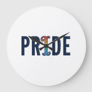 Vintage Pride Rainbow Lettering T-Shirt Design_1 Large Clock