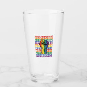 Vintage Pride Raised Fist Rainbow Shirt Design_1 Glass