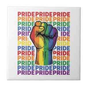 Vintage Pride Raised Fist Rainbow Shirt Design_1 Tile