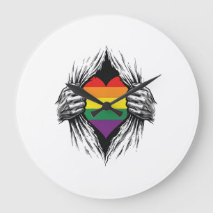 Vintage Pride Torn Shirt Vector Design_1 Large Clock
