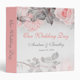 Vintage Primose Pink Grey Rose Wedding Binder