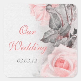 Vintage Primrose Pink Rose Wedding Envelope Seal