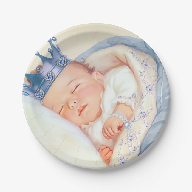 Vintage Prince Boy Baby Shower Paper Plate (Front)