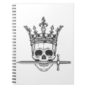 Vintage prince skull in crown with sword print notebook