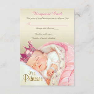 Vintage Princess Baby Girl Shower RSVP Card