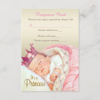 Vintage Princess Baby Girl Shower RSVP Card