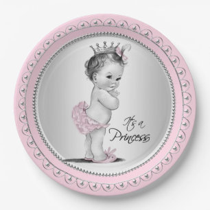 Vintage Princess Baby Shower Paper Plate