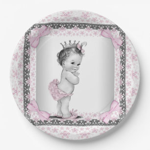 Vintage Princess Baby Shower Paper Plate