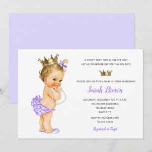 Vintage Princess Invitations Purple Baby Blonde