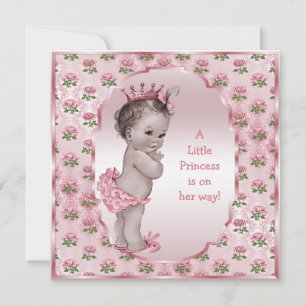 Vintage Princess Pink Roses Baby Shower Invitation