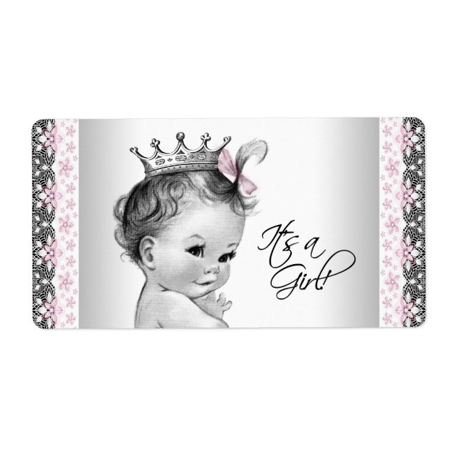 Vintage Princess Water Bottle Labels (Front)