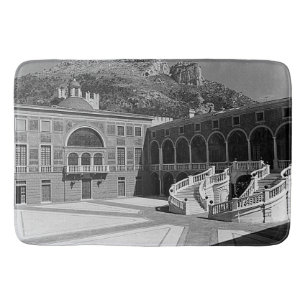 Vintage Principality Monaco palace courtyard Bath Mat