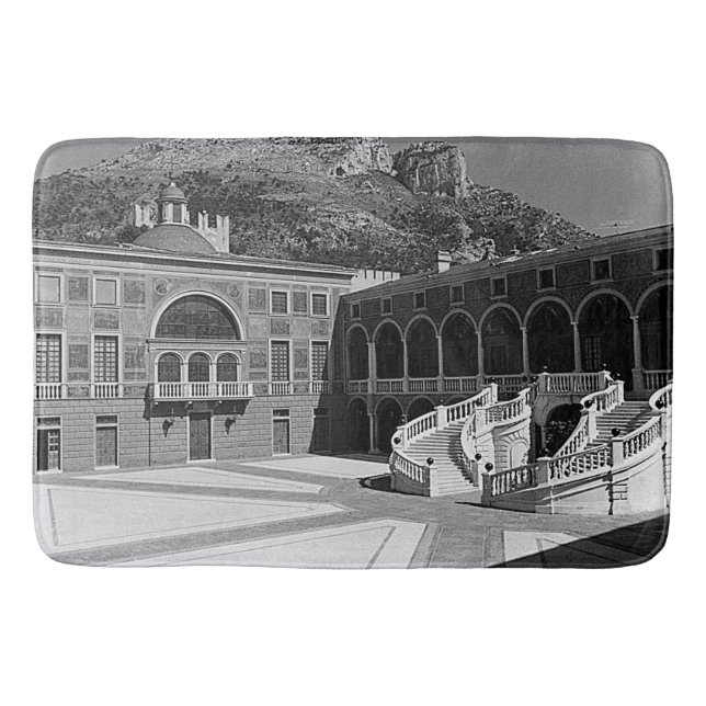 Vintage Principality Monaco palace courtyard Bath Mat (Front)