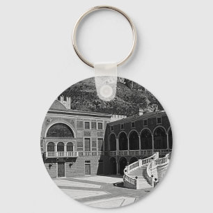 Vintage Principality Monaco palace courtyard Keychain