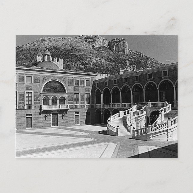 Vintage Principality Monaco palace courtyard Postcard (Front)