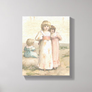 Vintage Print "Little Beachcombers" Canvas