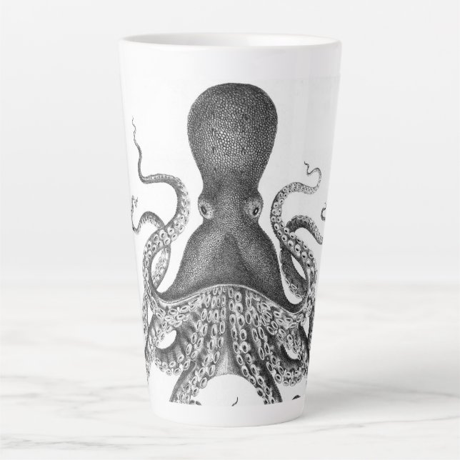 Vintage Print Octopus Latte Mug (Front)