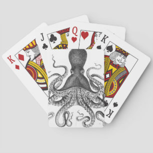 Vintage Print Octopus Playing Cards