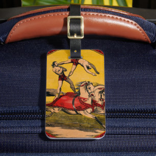 Vintage Print Of Bareback Riders Perfoming Stunts Luggage Tag