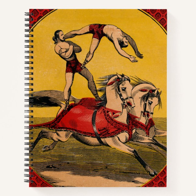 Vintage Print Of Bareback Riders Perfoming Stunts Notebook (Front)