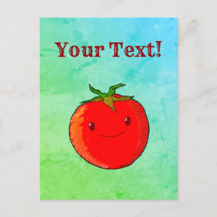 Vintage Print Style Cute Cartoon Tomato Postcard