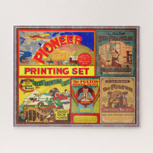 VINTAGE PRINTING SETS 1910-1940 COLORFUL! JIGSAW PUZZLE