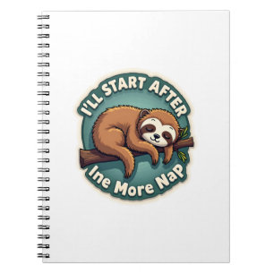 Vintage Procrastination Sloth Funny Student Shirt  Notebook