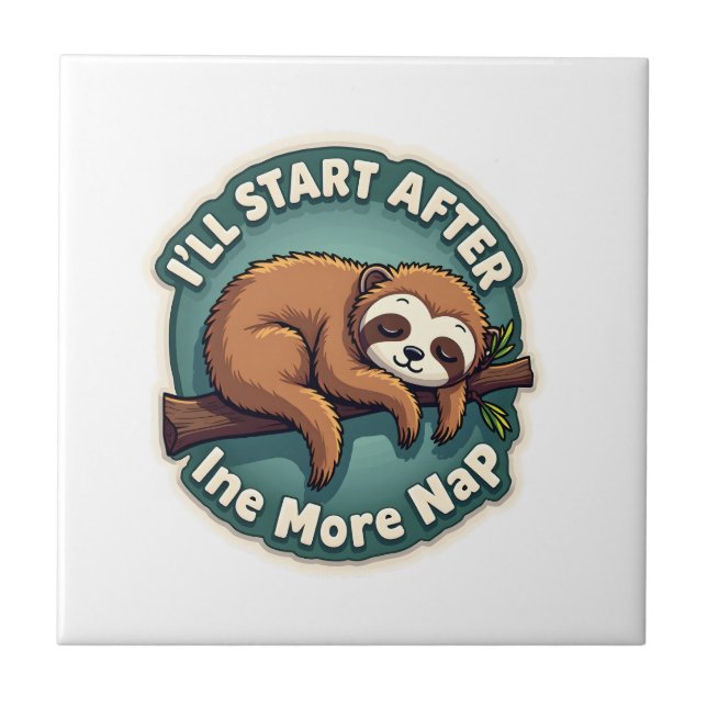 Vintage Procrastination Sloth Funny Student Shirt  Tile (Front)