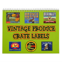 Vintage Produce Crate Labels Wall Calendar