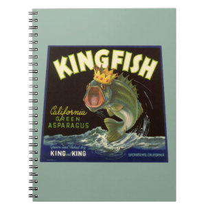 Vintage Product Can Label Art, Kingfish Asparagus Notebook