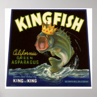 Vintage Product Can Label Art, Kingfish Asparagus