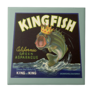 Vintage Product Can Label Art, Kingfish Asparagus Tile