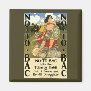 Vintage Product Label Art, No To Bac, Quit Smoking Magnet