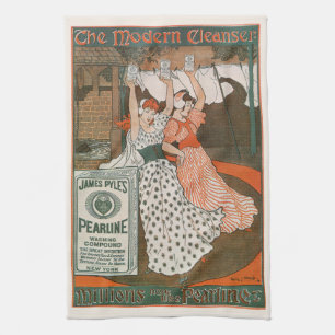 Vintage Product Label Art Pearline Modern Cleanser Kitchen Towel