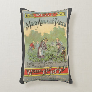 Vintage Product Label Art, Wells May Apple Pills Accent Pillow