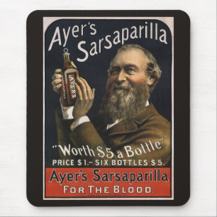 Vintage Product Label, Ayer's Sarsaparilla Drink Mouse Pad