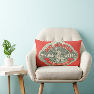 Vintage Product Label, Pine Mountain Mineral Water Lumbar Pillow