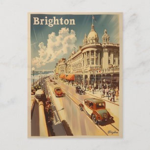 Vintage Promenade in Sunny Brighton Postcard