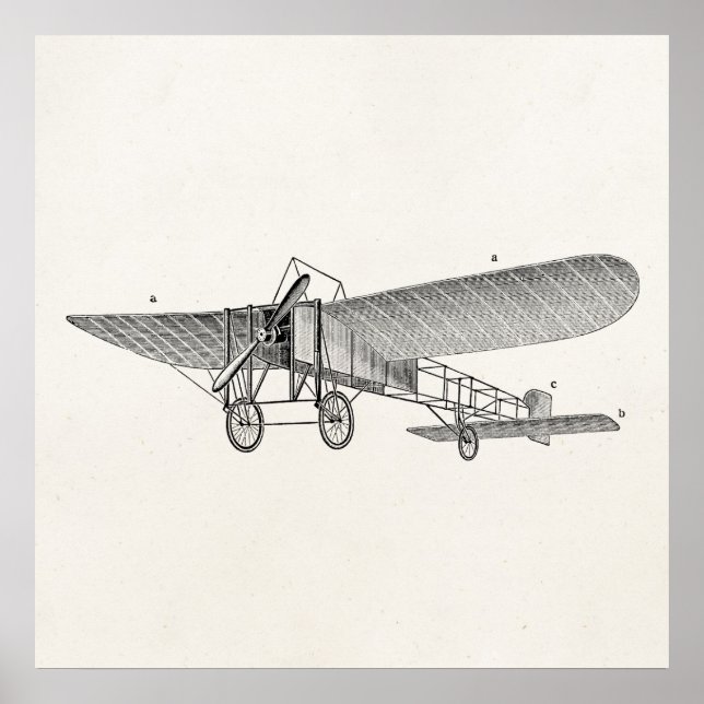 Vintage Propeller Airplane Retro Old Prop Plane Poster (Front)