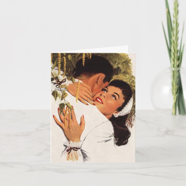 Vintage Proposal Hug, Wedding Thank You Card (Front)