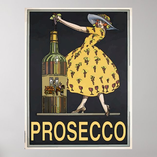 Vintage Prosecco Wine Maid Poster (Front)