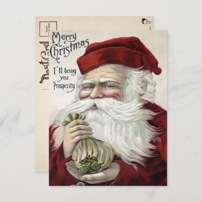 Vintage Prosperity Santa Christmas Postcard  (Front/Back)