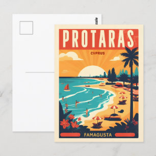 vintage Protaras cyprus holiday on beach gift Postcard