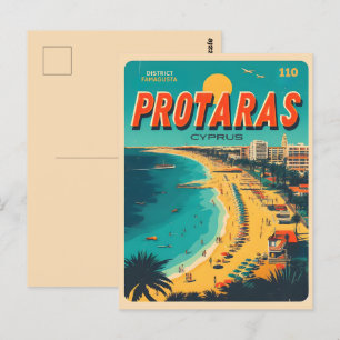 vintage Protaras cyprus holiday on beach gift Postcard