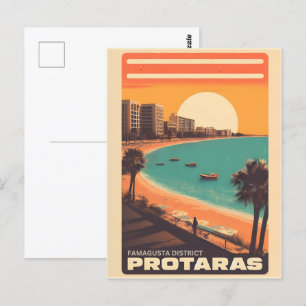 vintage Protaras cyprus holiday on beach gift Postcard