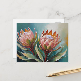 Vintage Protea Painting Botanical Postcard